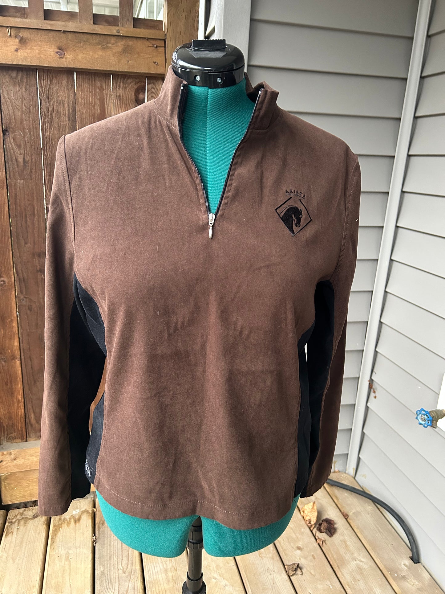 Arista large brown 1/4 zip micro suede pullover