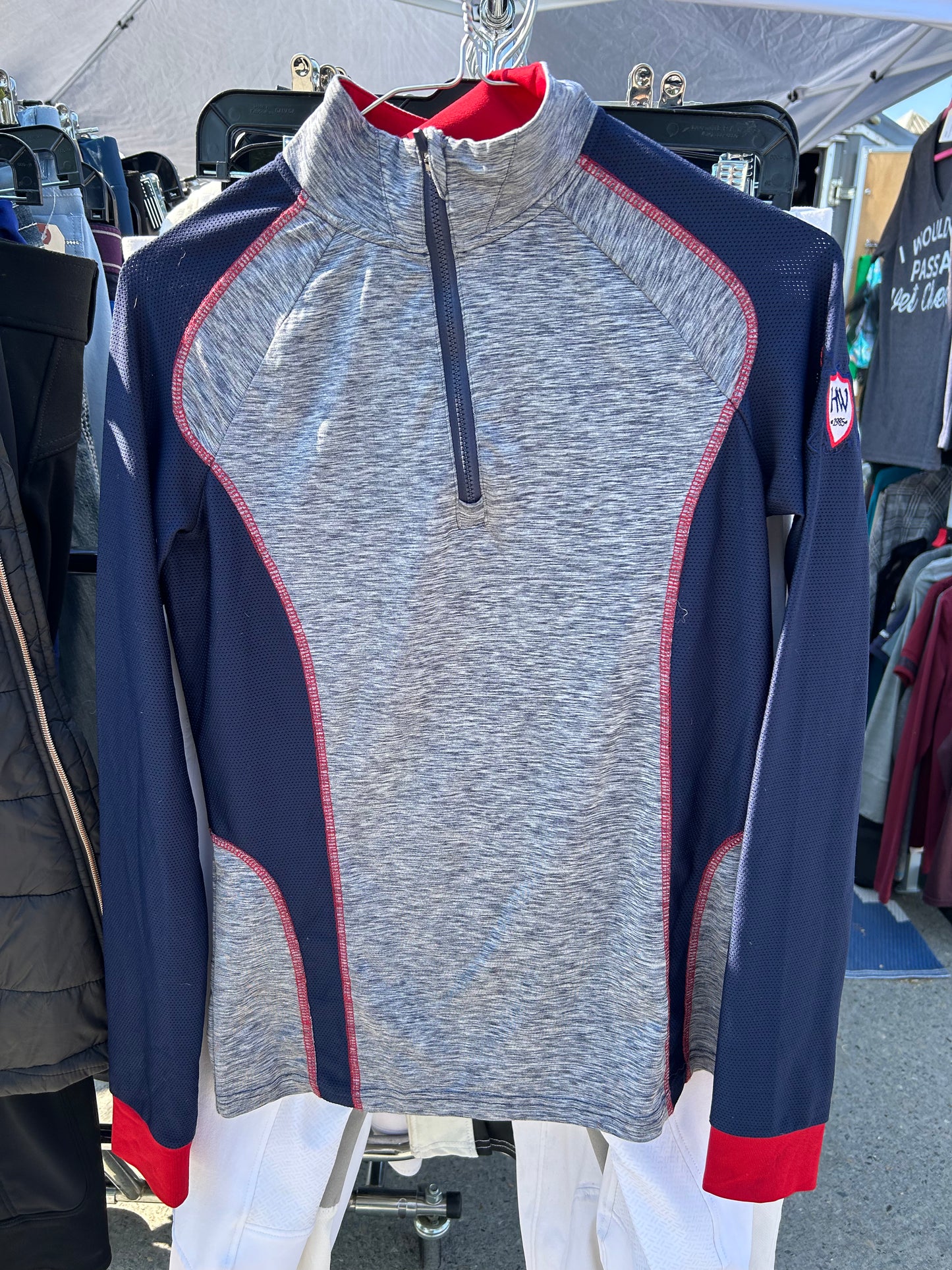 Horseware small grey/blue long sleeve 1/4 zip