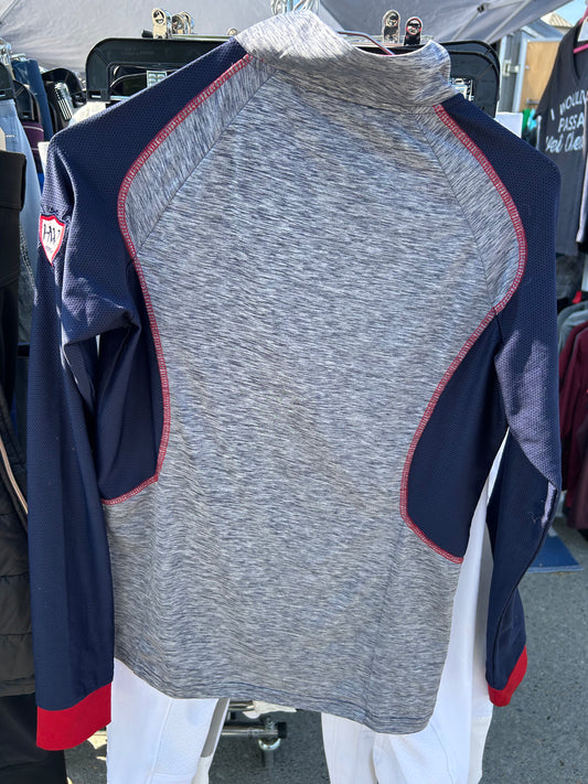 Horseware small grey/blue long sleeve 1/4 zip