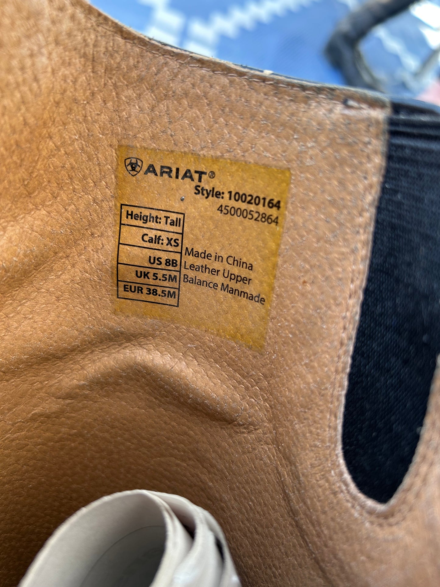 Ariat 8B tall XS calf field boot. 20” tall 13” calf