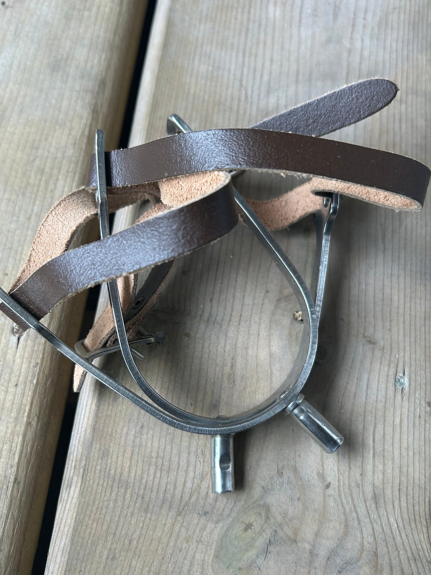 Spurs with brown leather straps