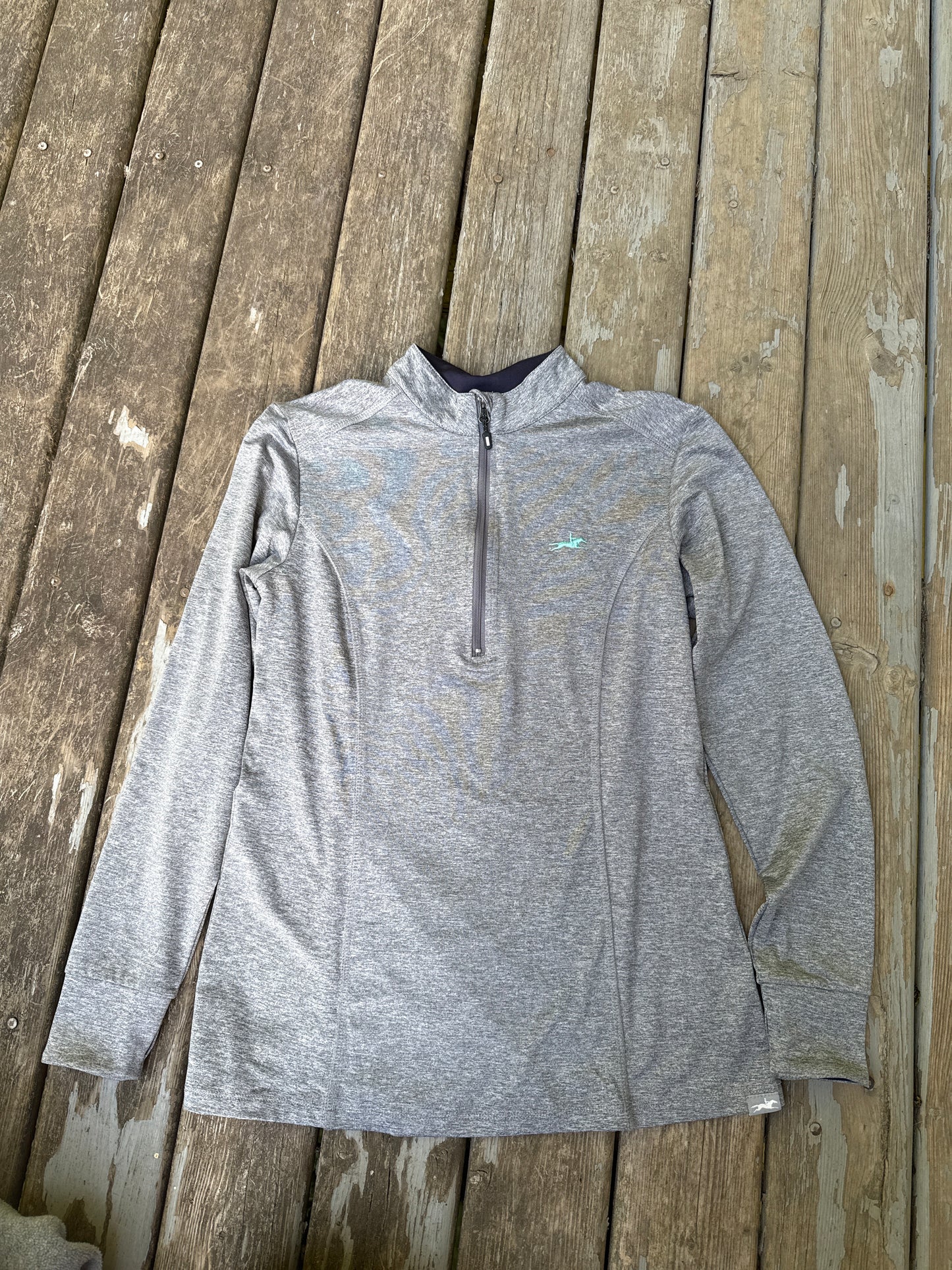 Schockemohle medium grey 1/4 zip long sleeve shirt
