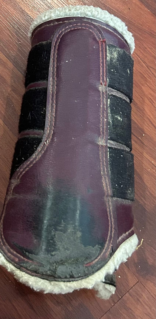 NSC large burgundy fleece boots. Dirty