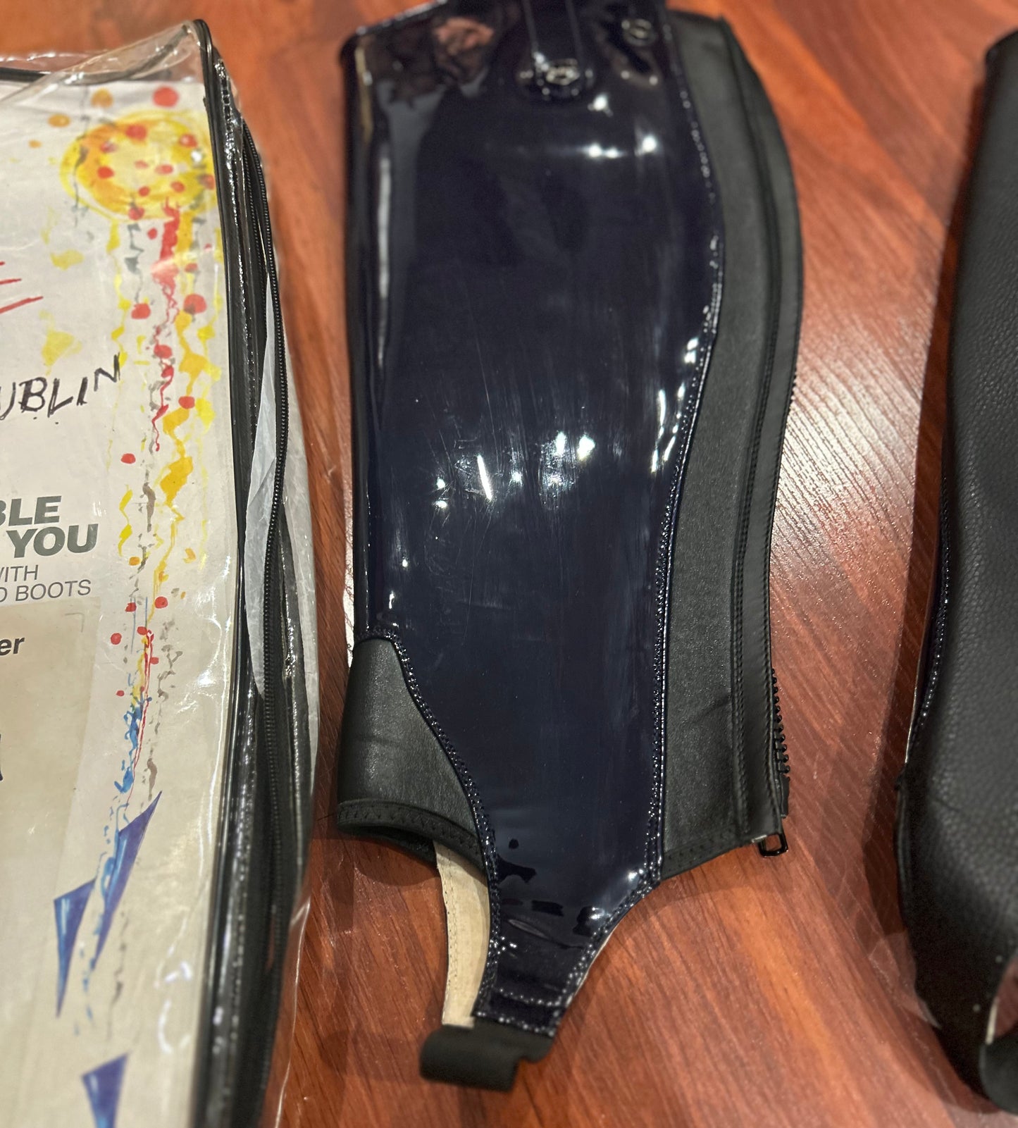 Dublin size large intensity NAVY patent half chaps. Brand new.