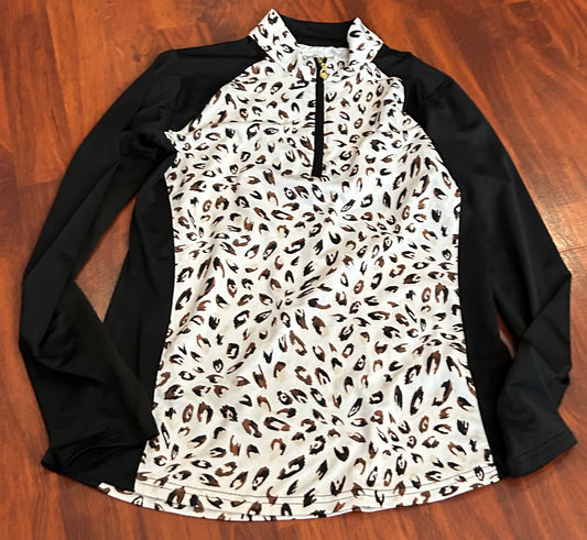 San soleil small black and printing sleeve sun shirt