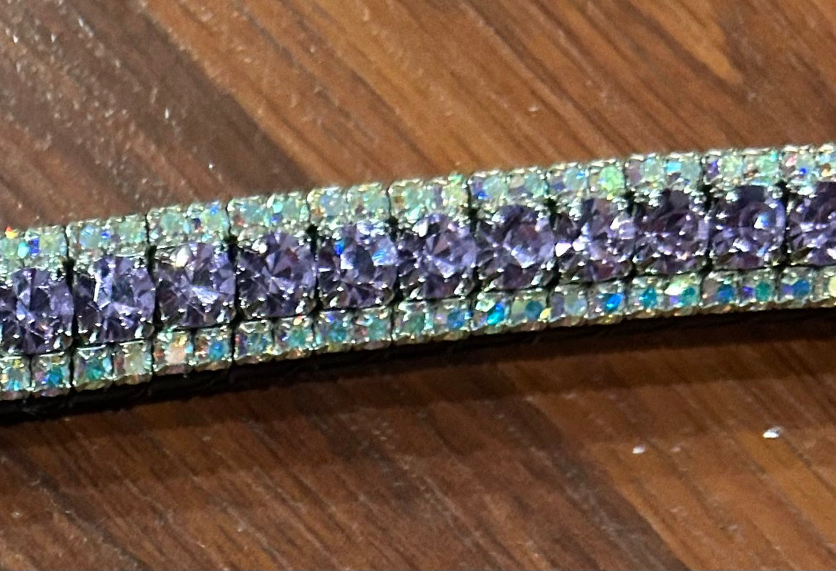15” equiture Brown lilac and clear stones browband