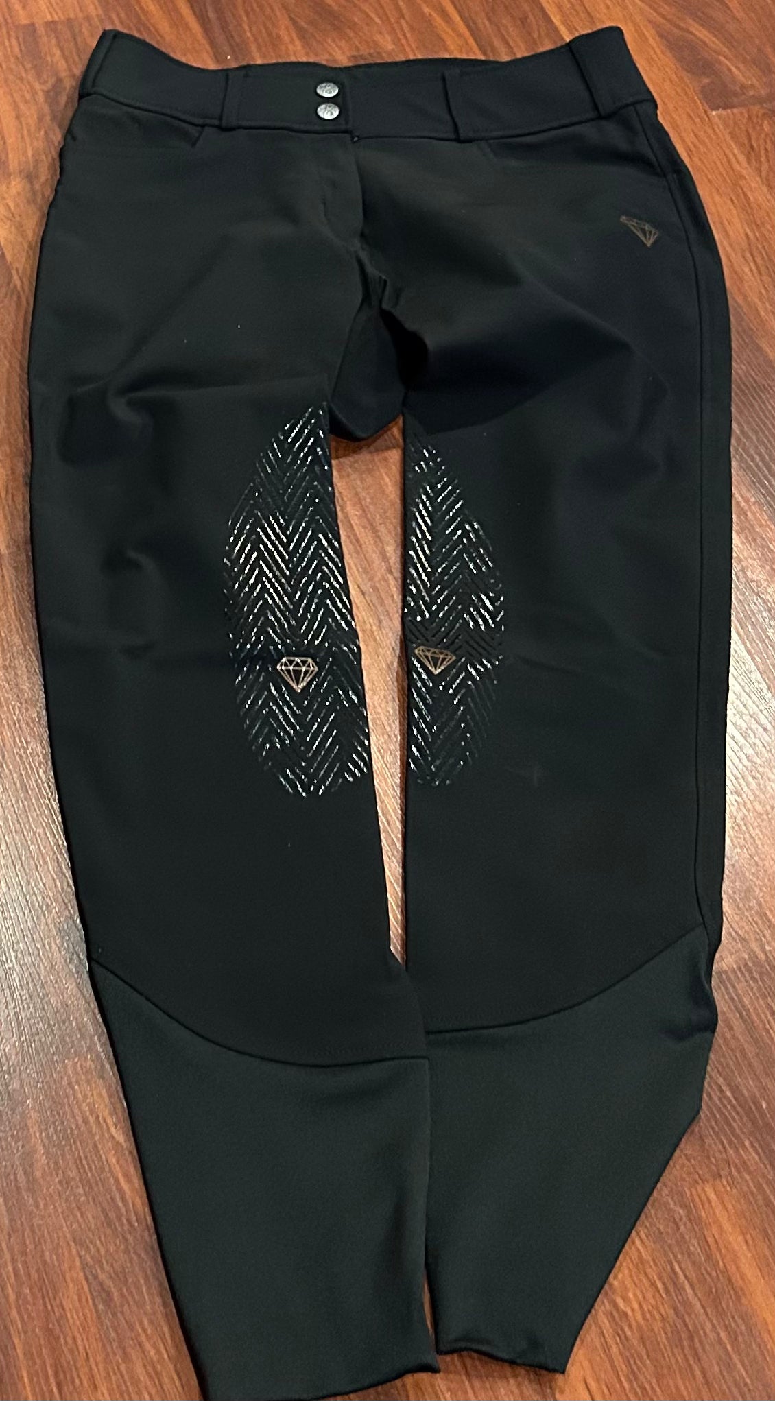 Elation diamond size 28R black knee patch breeches