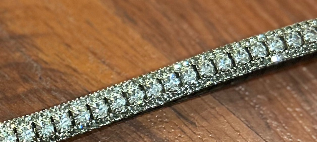 15” brown browband. Thin (1/3”) clear stones