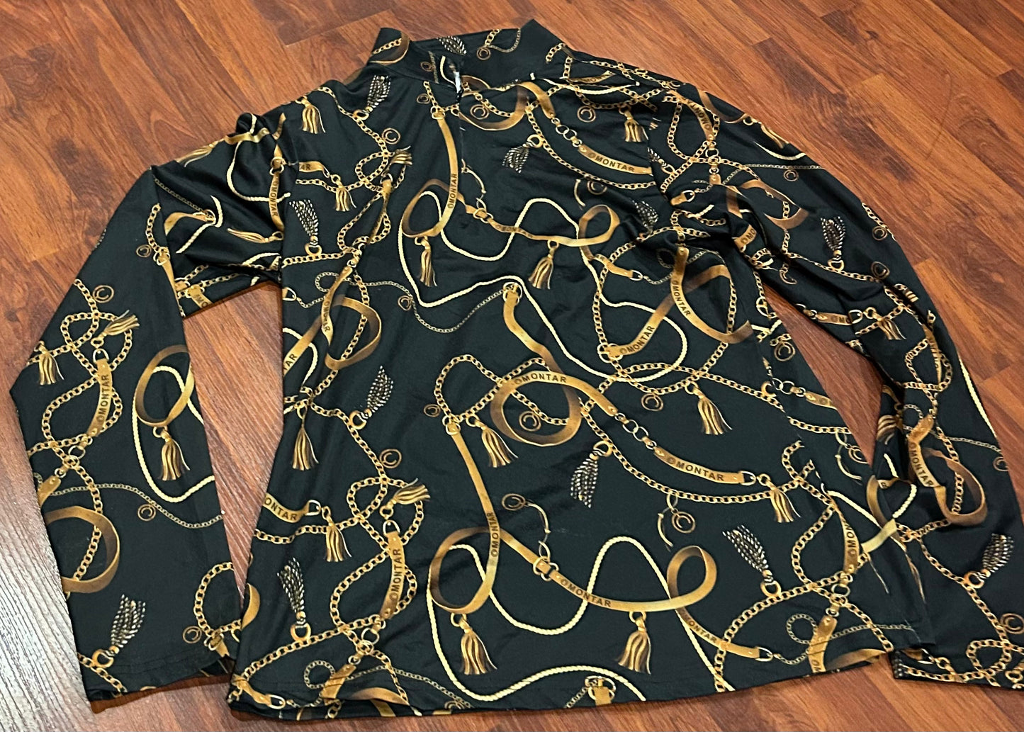 Montar XL black with bridle pattern long sleeve shirt