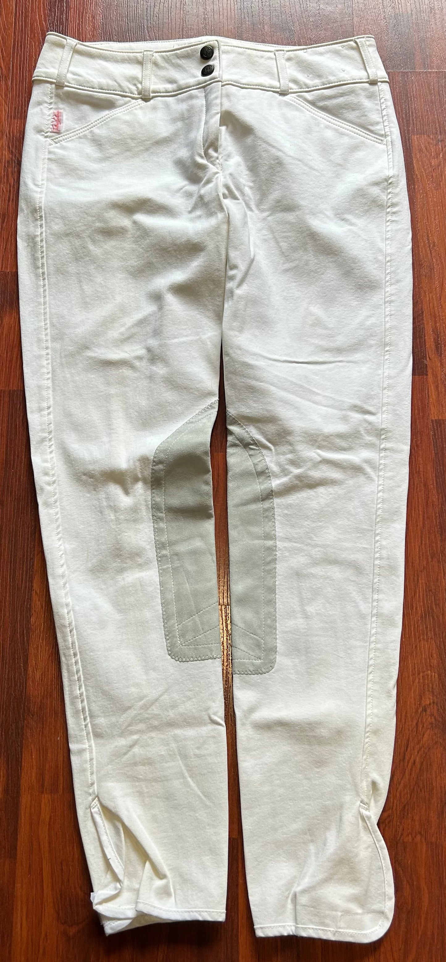 Tailored sportsman 28” white knee patch breeches