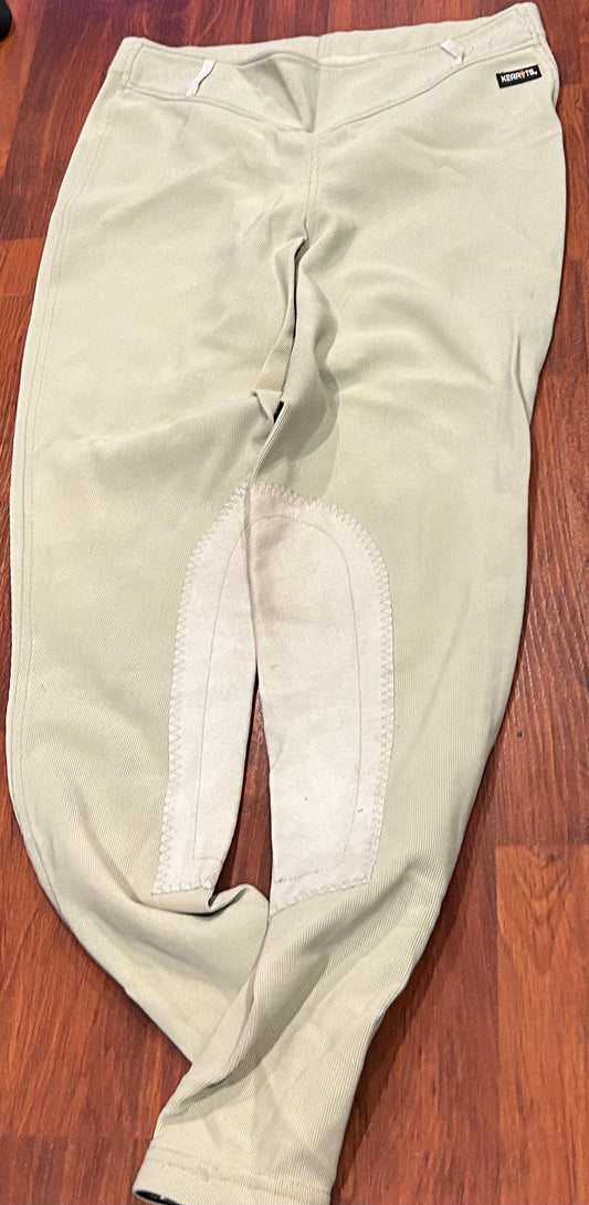 Large Kerrits tan knee patch ribbed breeches