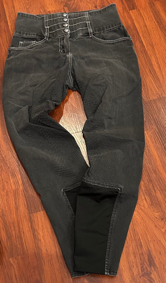 Horze size 22 black high waisted full seat breeches