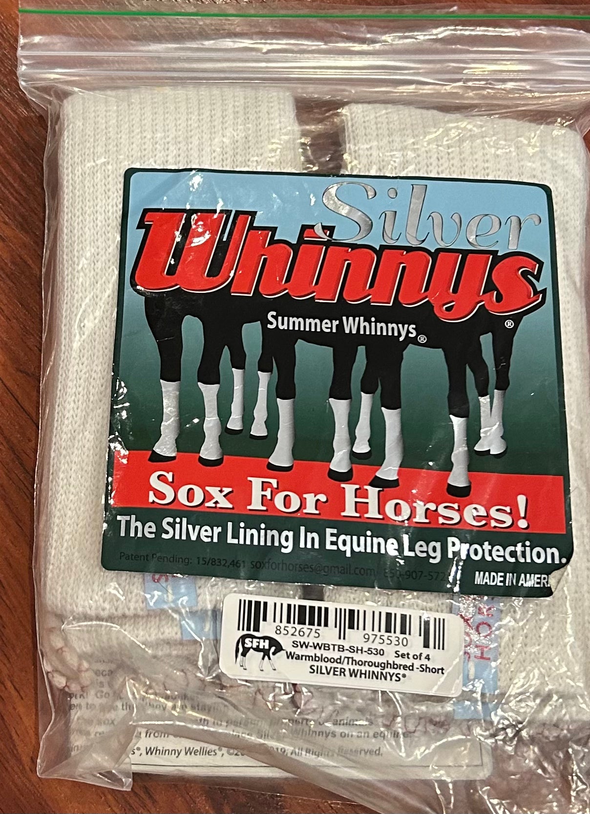 LSilver whinny’s Sox for horses warmblood/thoroughbred short set of 4 brand new
