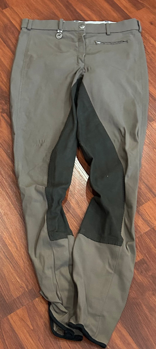 Pikeur size 30 (measures 28) brown full seat breeches. Velcro ankles