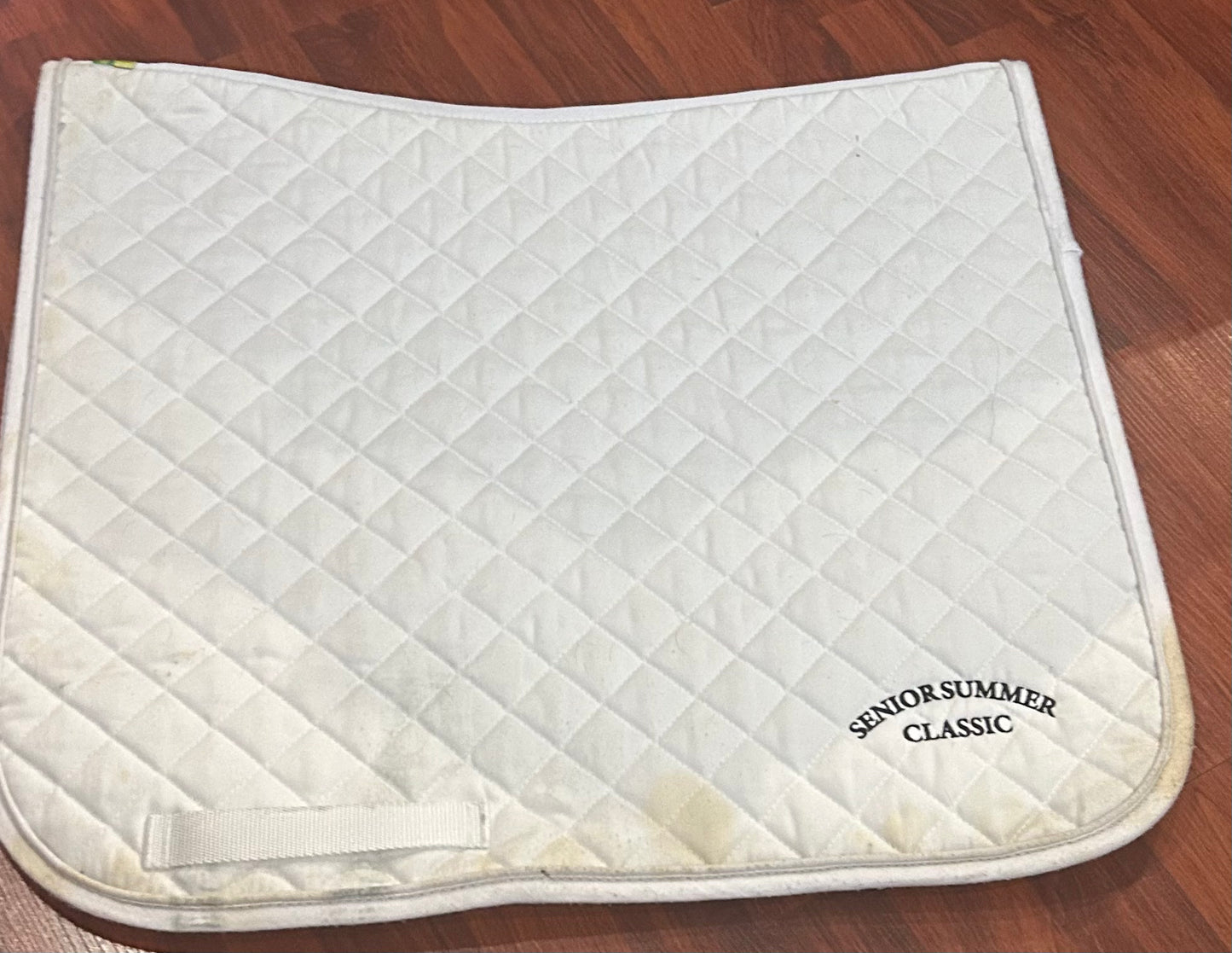 White EFO dressage pad with embroidery
