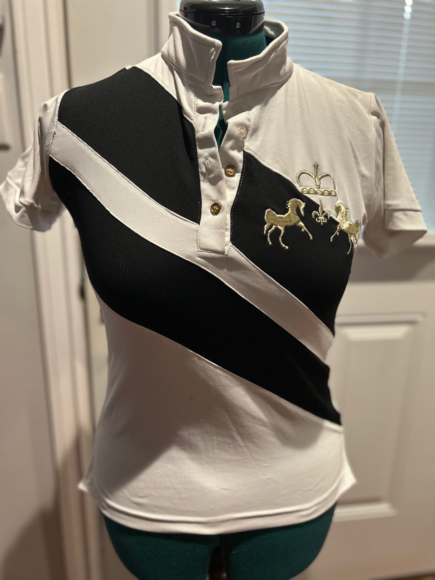 Equine Couture small polo shirt white /black