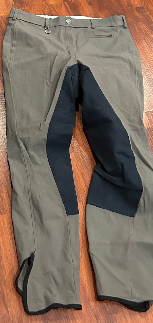 Pikeur Lugana size 32 grey with navy full seat breeches.
