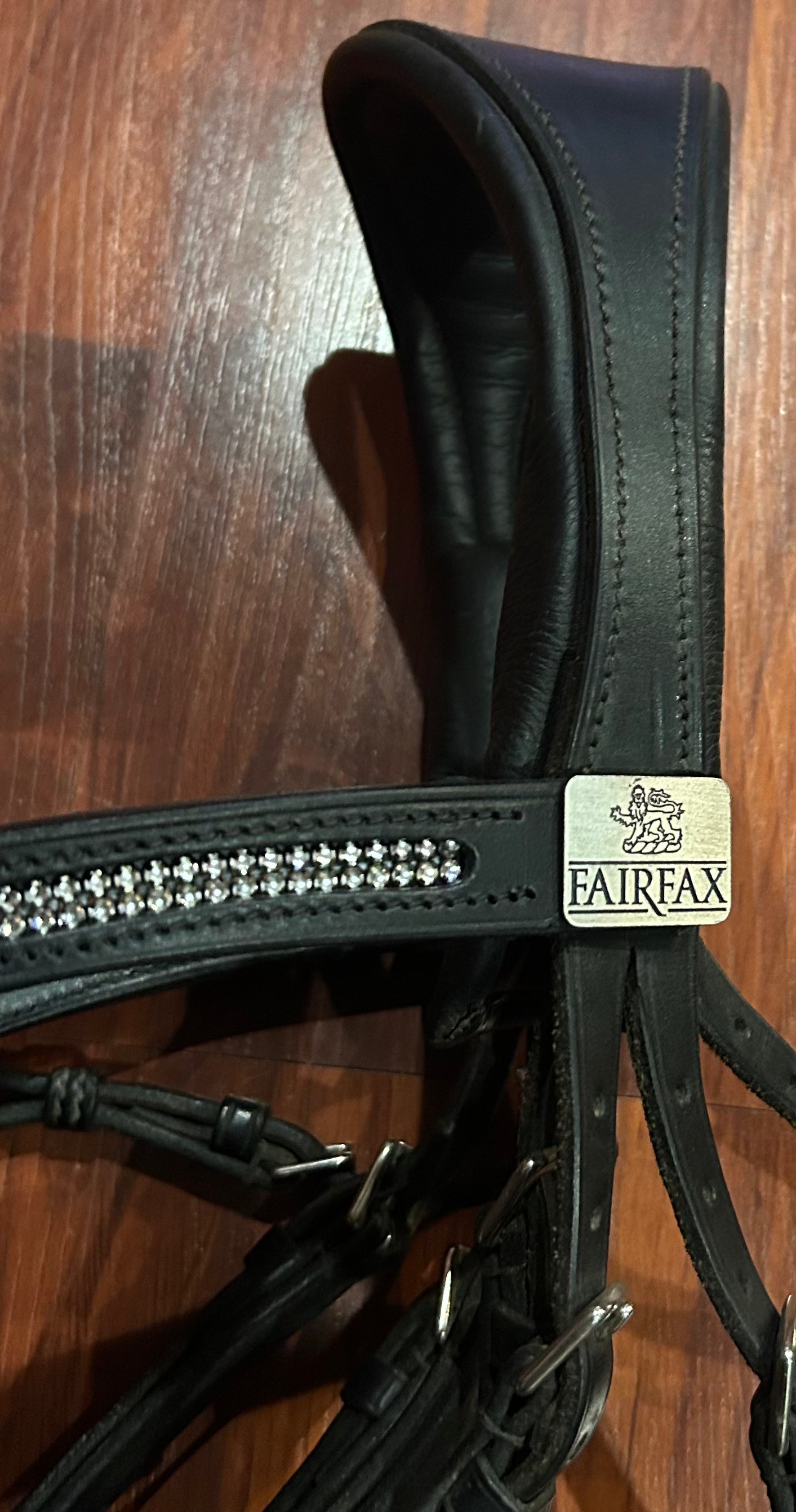 Fairfax standard size double Cavesson bridle. Diamonte browband