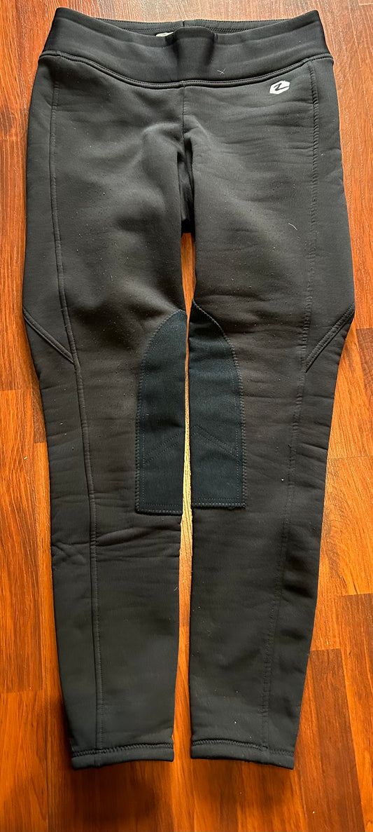 Horze black 28” knee patch winter pull on tights