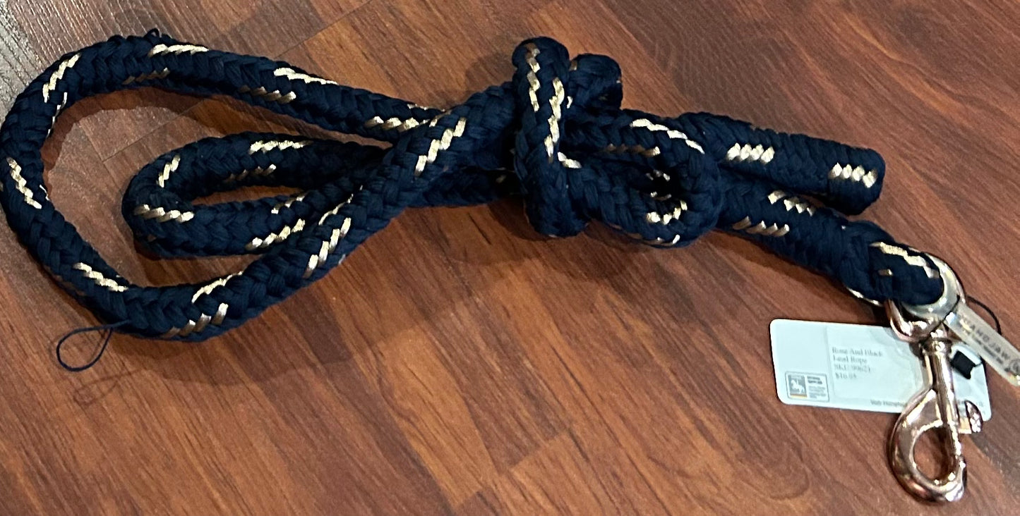 Waldhausen blue and rose gold cotton lead rope