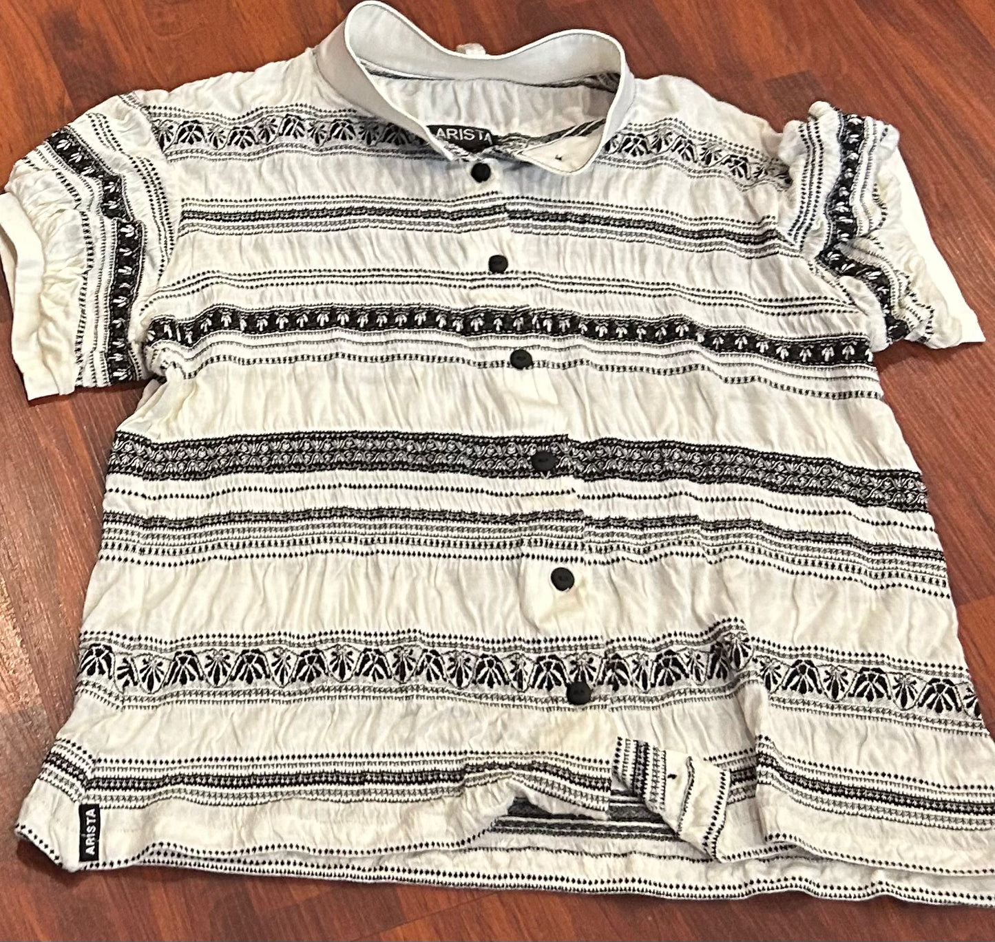 Arista large white/black stretchy shirt