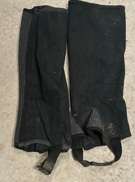Black suede medium half chaps