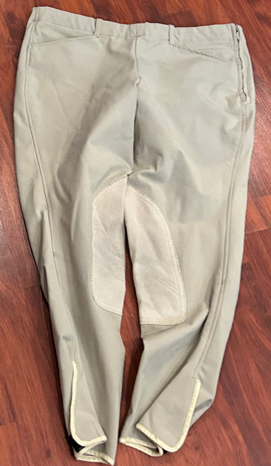 Elation size 32 tan side zip knee patch breeches