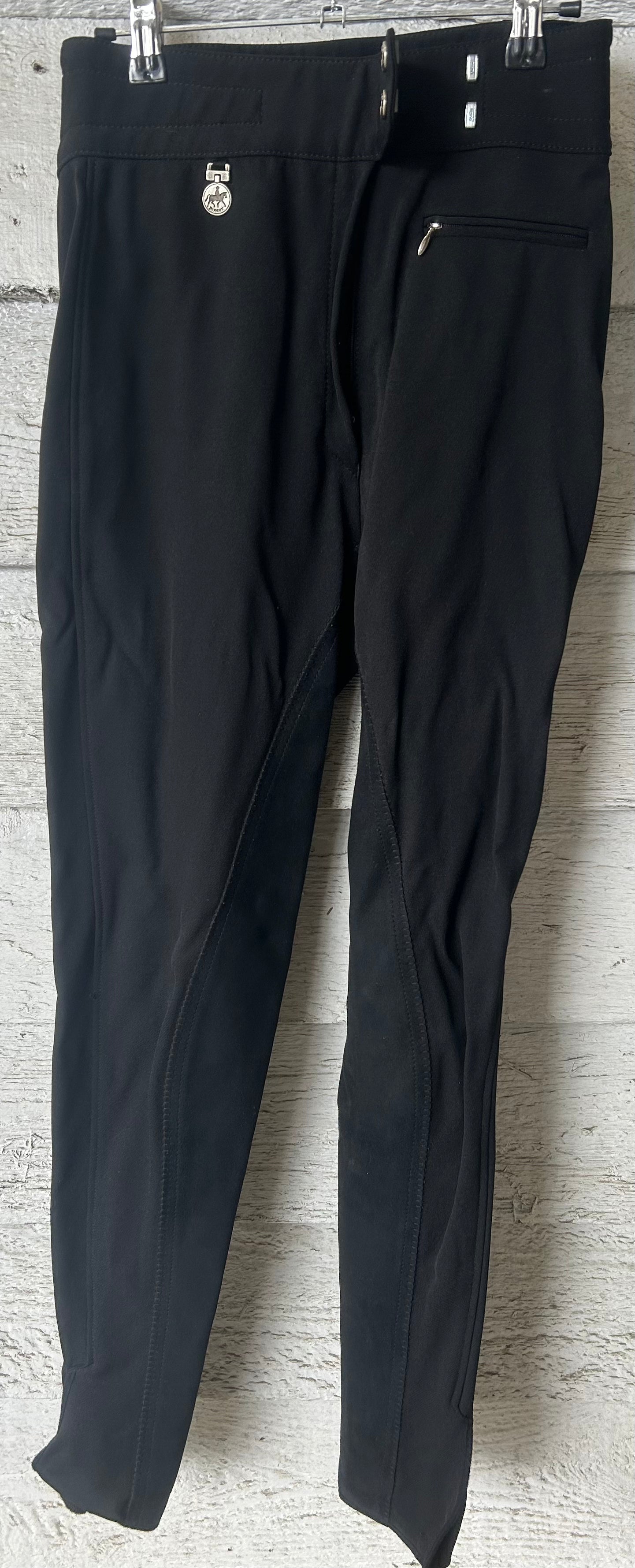 Pikeur size 24 black real leather full seat breeches. Velcro ankles