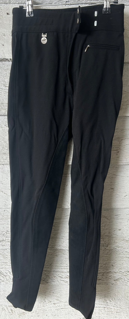 Pikeur size 24 black real leather full seat breeches. Velcro ankles
