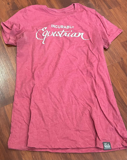 Halter equestrian Pink shirt “incurably equestrian” marked large. Fits like a small