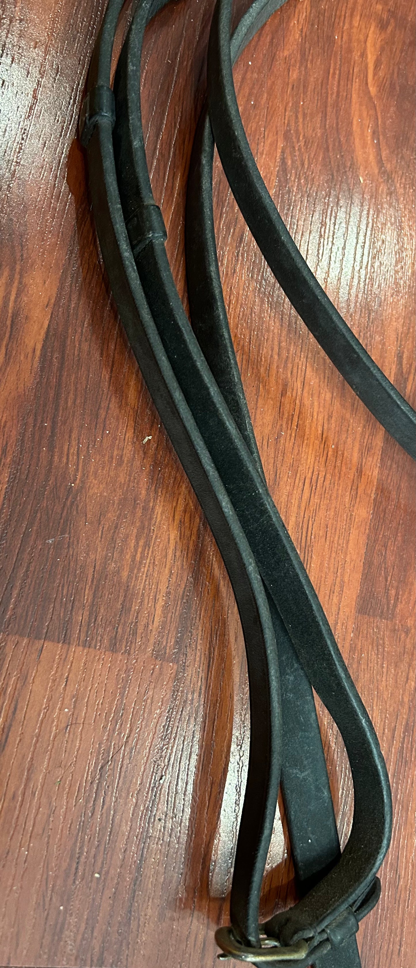 Black leather reins with hand stops