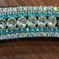 14” equiture black with clear and turquoise stones browband