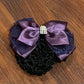 Bun holder black and purple with bow and clip