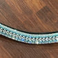 14” equiture black with clear and turquoise stones browband