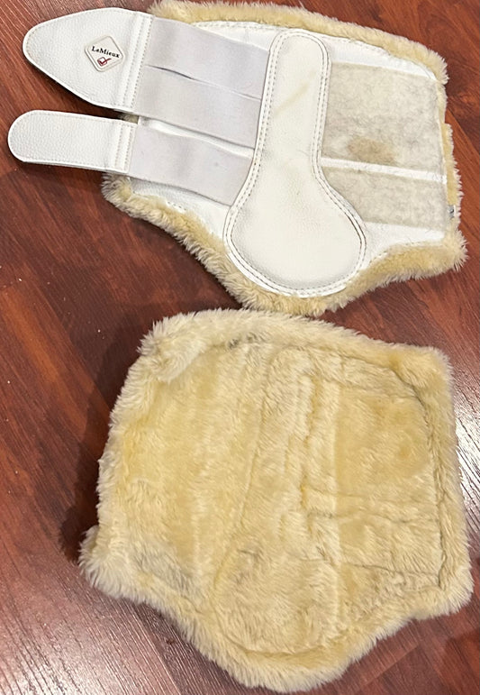 LeMieux large white fleece boots