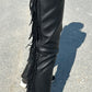 Lynn Saunders full chaps with fringe. Black. Inside leg 31”. Outside leg (waist to bottom) 40”. 13.5” calf. Waist 30”- 27” excellent condition.