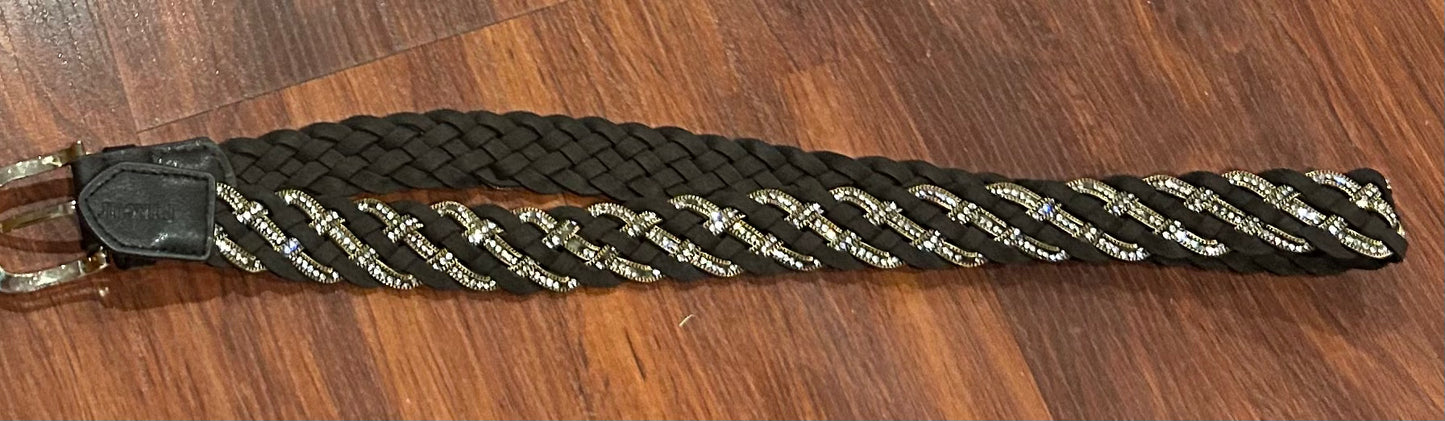 Pikeur braided brown/gold/clear stones belt. Size 22/24