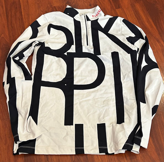 Pikeur small (36) white and black print long sleeve 1/4 zip
