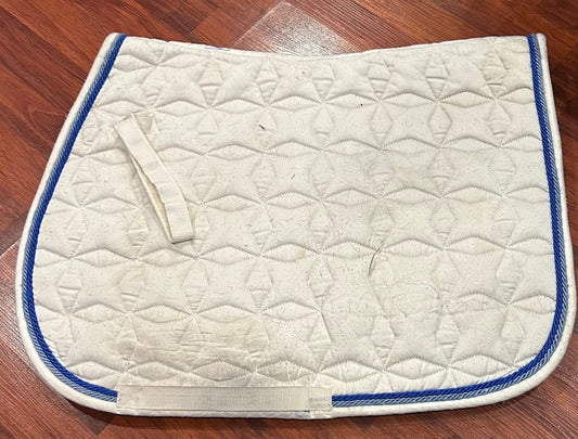 White with blue trim full size pad. dirty