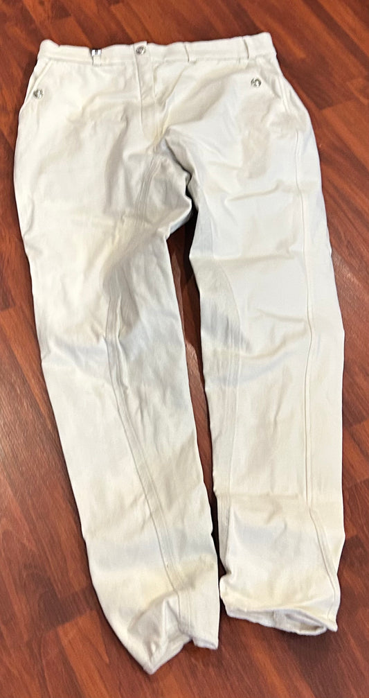 Pikeur mondega size 30 white full seat breeches. Leather seat. Velcro ankles.