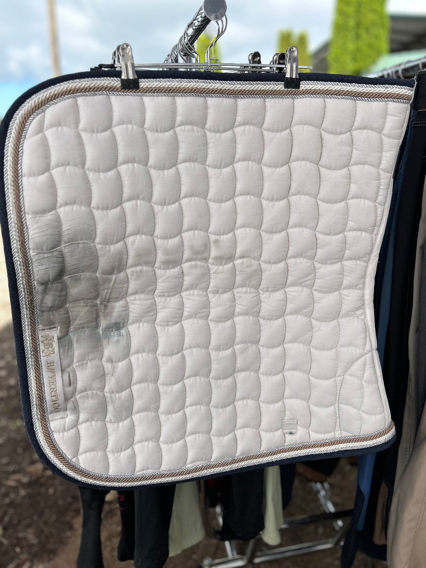 BVertigo dressage pad for white with blue trim