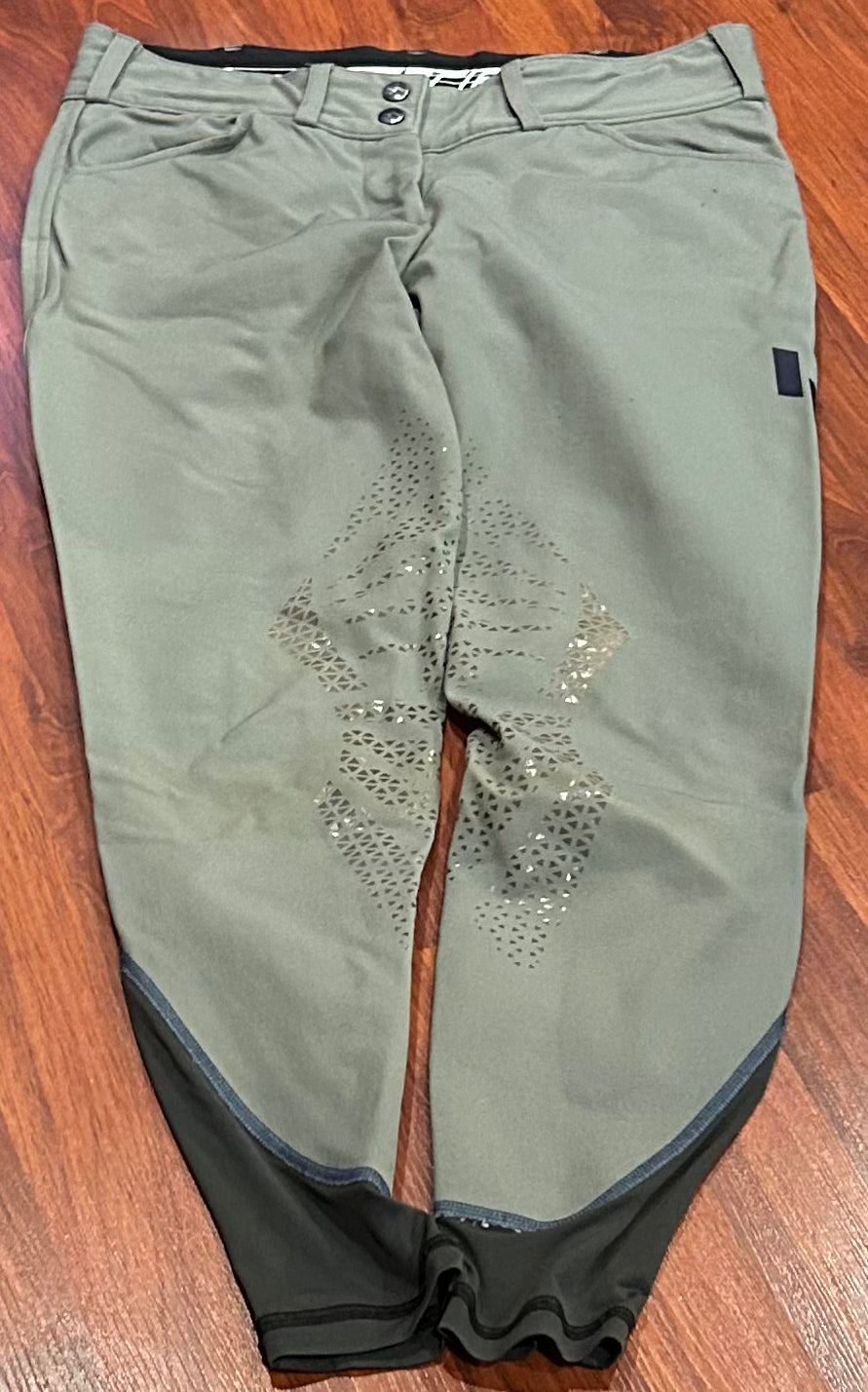 Struck size 28 green/grey knee patch breeches