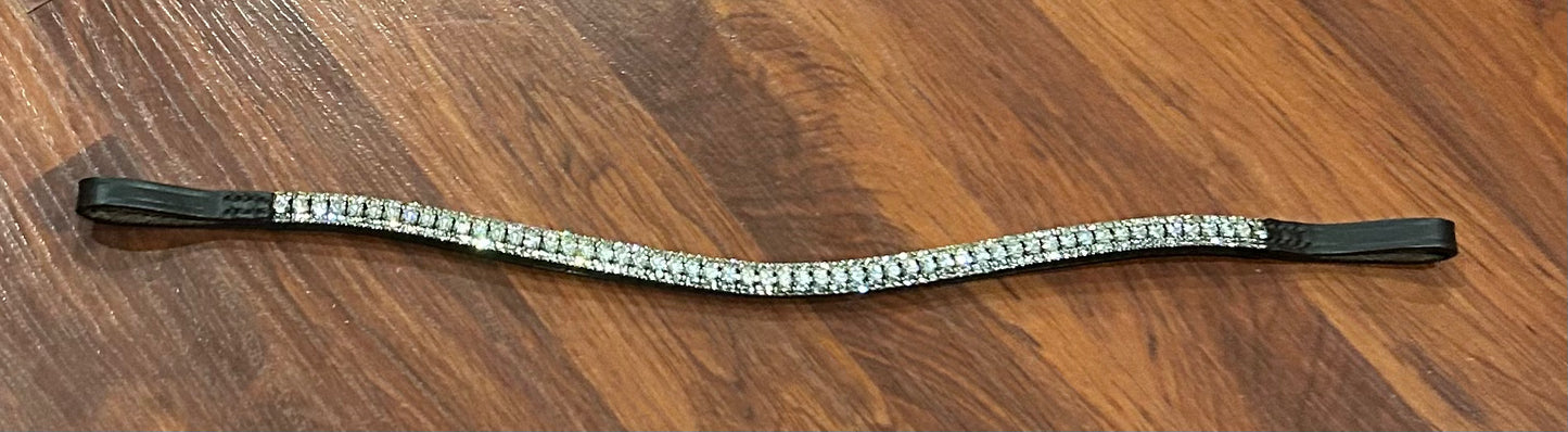 15” brown browband. Thin (1/3”) clear stones