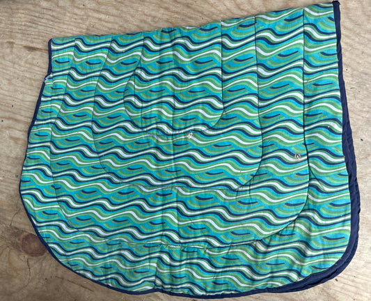 Teal and blue pattern full size saddle pad