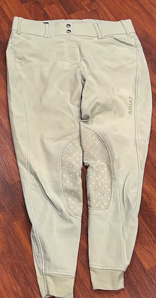 Ariat pro series size 30R tan knee patch breeches. Some stains