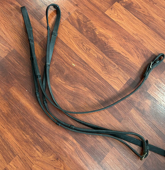 Black leather reins with hand stops