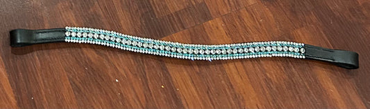 Teal/clear 16” bling browband on black. Stunning!