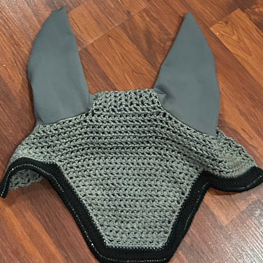 Grey with black and bling trim fly bonnet