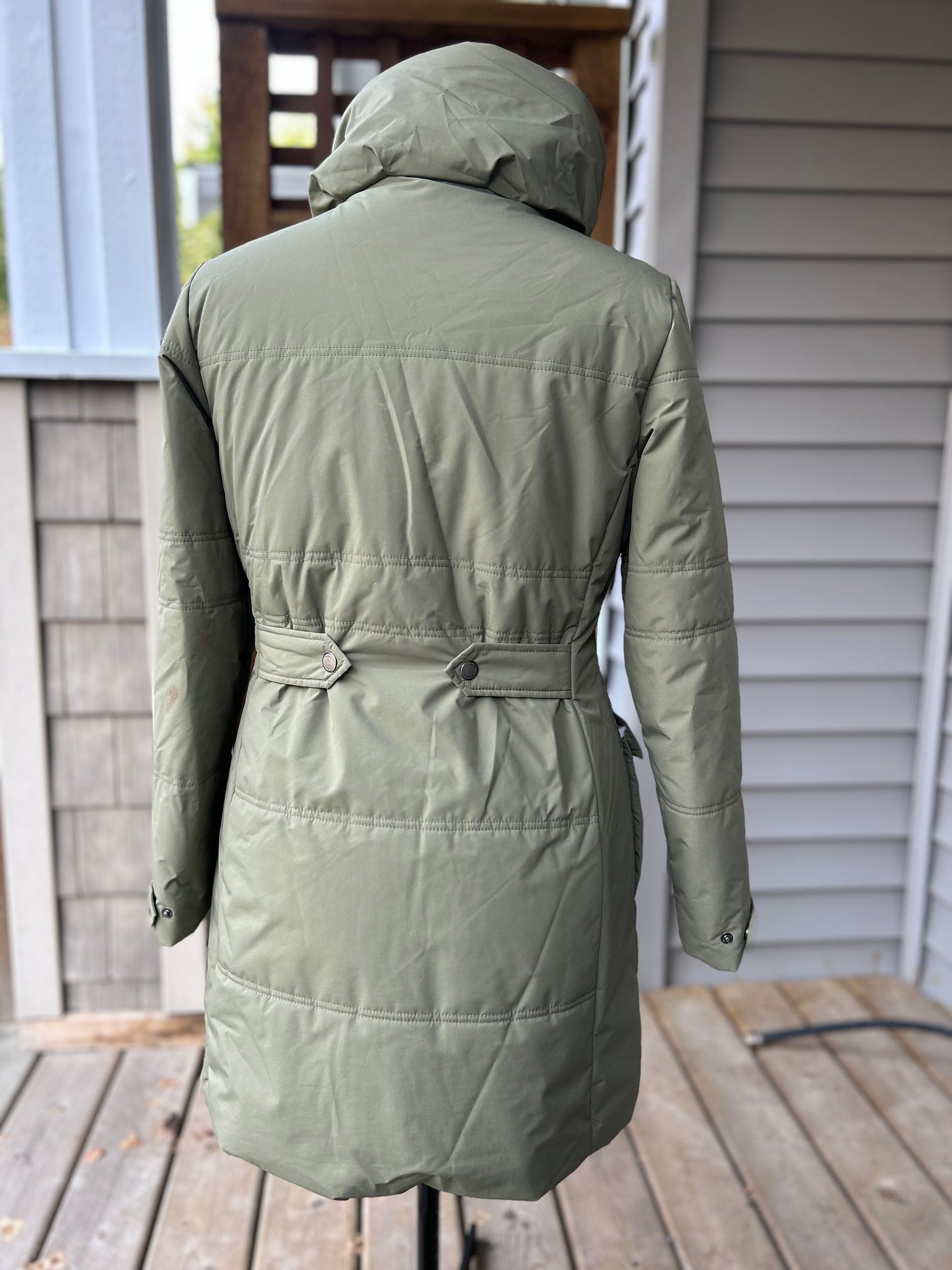 Anky medium navy olive quilted long coat