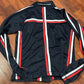 Visualize mesh small training jacket. Navy/red/white stripe.
